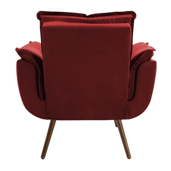 Kit 2 Poltrona Decorativa Sala de Estar Cristina Veludo Vermelho Pés Fixo Palito - Gran Belo - 9