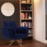 Poltrona Decorativa Sala de Estar Cristina Veludo Azul Pés Giratório - Gran Belo - 8