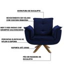 Ver imagem 3 de Poltrona Decorativa Sala de Estar Cristina Veludo Azul Pés Giratório - Gran Belo