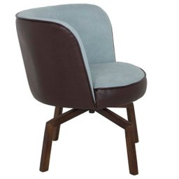 Kit 2 Poltrona Decorativa Sala de Estar Riverdale PVC Marrom Veludo Verde Água Pés Giratório - - 7