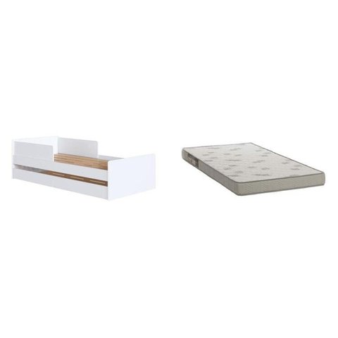 Cama Infantil com Colchão 0,88 x 1,88 Incluso Branco