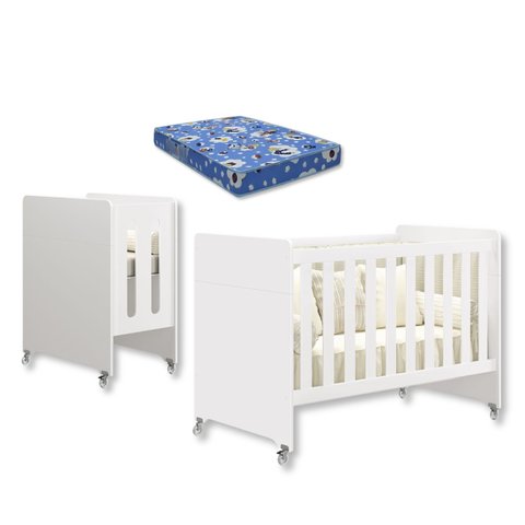 Berço Americano 4 em 1 Evolution + Colchão:branco