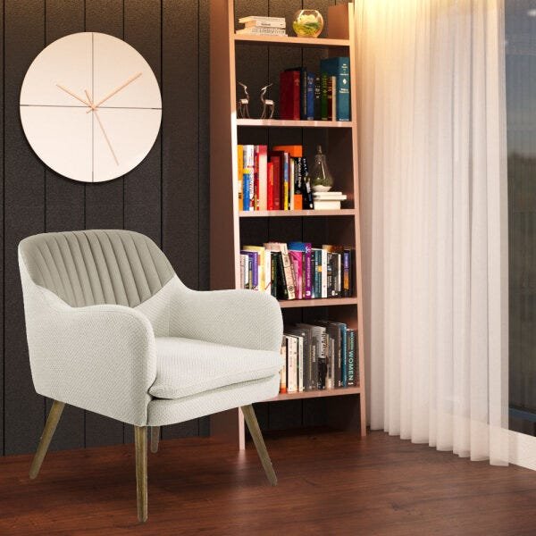 Kit 2 Poltronas Decorativa Pés Palito Chambord Jacar Bege - Gran Belo - 6