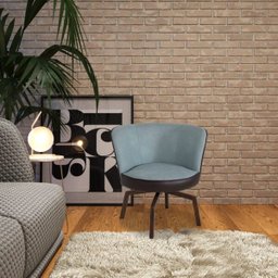 Poltrona Decorativa Sala de Estar Riverdale PVC Marrom Veludo Verde Água Pés Giratório - Gran - 6