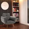 Poltrona Decorativa Sala de Estar Cristina Veludo Cinza Pés Fixo Madeira - Gran Belo - 6