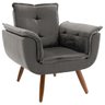 Poltrona Decorativa Sala de Estar Cristina Veludo Cinza Pés Fixo Madeira - Gran Belo - 1
