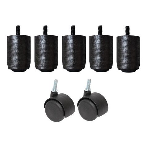 Kit Pé 6,5cm Madeira 5x2 Preto Cama Box Baú Casal Comum P63