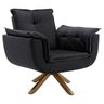 Poltrona Decorativa Sala de Estar Cristina Veludo Grafite Pés Giratório - Gran Belo - 1