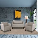Ver imagem 7 de Conjunto Sofá 2 Lugares com 2 Poltronas Pés Palito Lubbock Couro Off White - Gran Belo