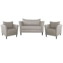 Ver imagem 1 de Conjunto Sofá 2 Lugares com 2 Poltronas Pés Palito Lubbock Couro Off White - Gran Belo
