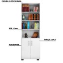 Ver imagem 3 de Estante de Livros para Escritório Home Office Portas Pequenas Alf Branco Texturizado - Gran Belo
