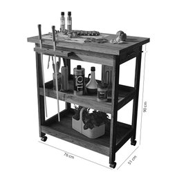 Mesa Gourmet Carrinho de Churrasco W01 Tampo com Cerâmica Madeira Maciça Imbuia Clique Chique G001 - 4