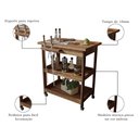 Ver imagem 3 de Mesa Gourmet Carrinho de Churrasco W01 Tampo com Cerâmica Madeira Maciça Imbuia Clique Chique G001