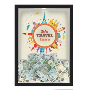 Quadro Caixa COFRE 33x43 cm (Com Led) Lojaria e Nerderia. viagens around the world preto