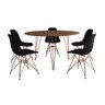 Mesa Jantar Redonda 110Cm Amêndoa Clips 3 Pés Com 5 Cadeiras Pretas Base Cobre - Cor: Amendoa - 6