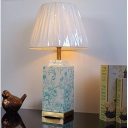 Abajur Luminária Quarto Porcelana Branco Verde Metal 65x34:Branco/Branco Com Verde - 2