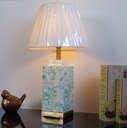 Ver imagem 2 de Abajur Luminária Quarto Porcelana Branco Verde Metal 65x34:Branco/Branco Com Verde