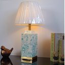 Ver imagem 2 de Abajur Luminária Quarto Porcelana Branco Verde Metal 65x34:Branco/Branco Com Verde