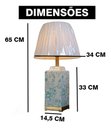 Ver imagem 6 de Abajur Luminária Quarto Porcelana Branco Verde Metal 65x34:Branco/Branco Com Verde