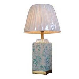 Abajur Luminária Quarto Porcelana Branco Verde Metal 65x34:Branco/Branco Com Verde