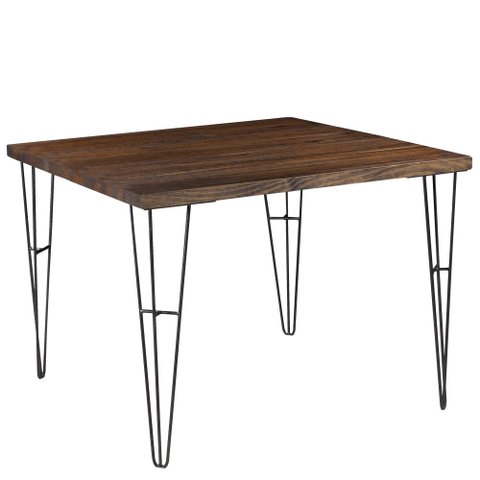 Mesa Sala de Jantar Cozinha Ludiana Quadrada 100cm Grafite Madeira Maciça Rustic Brown - Gran Belo