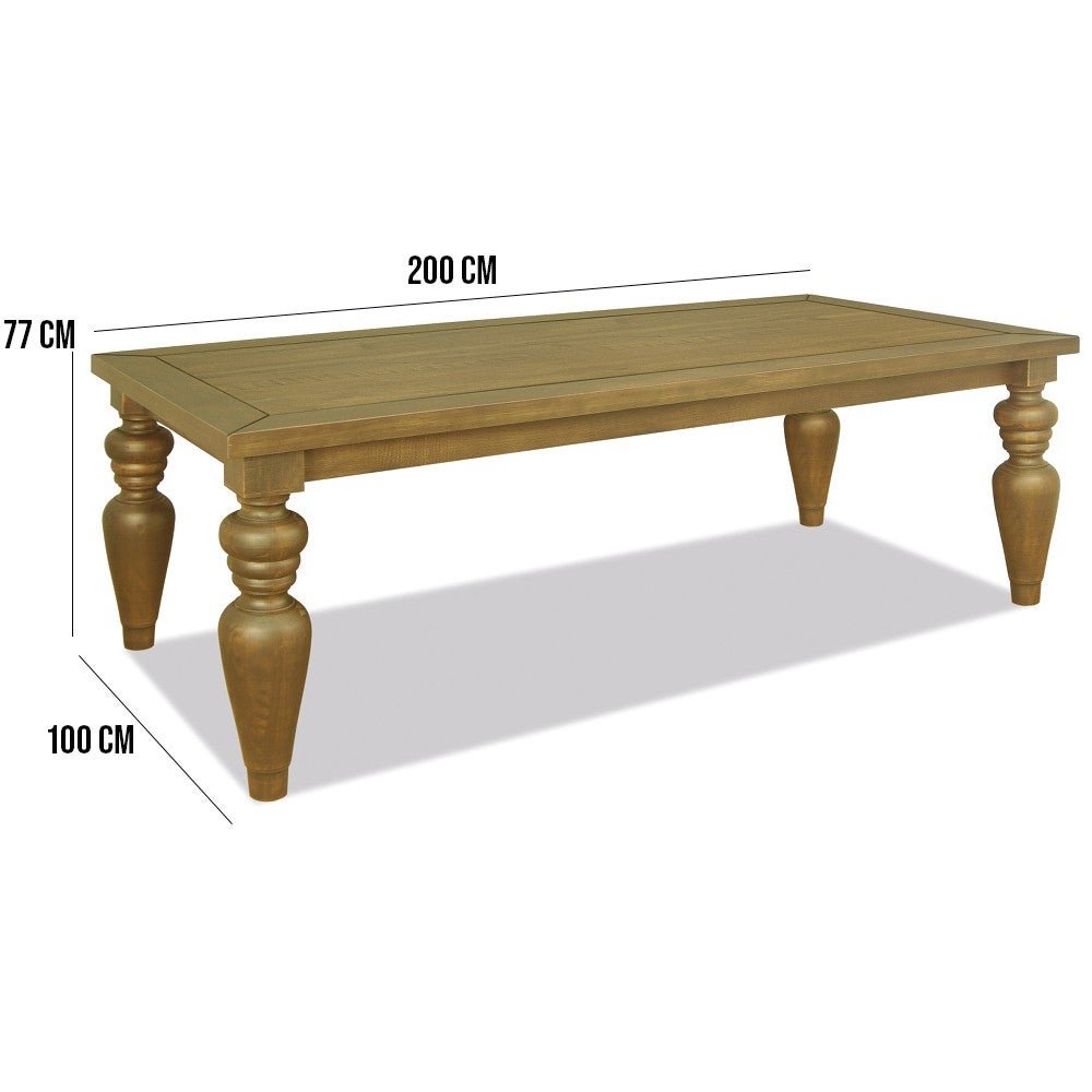 Mesa para Sala de Jantar 10 Lugares Fiore 200x100 Pés Torneados Oregon - Gran Belo - 2