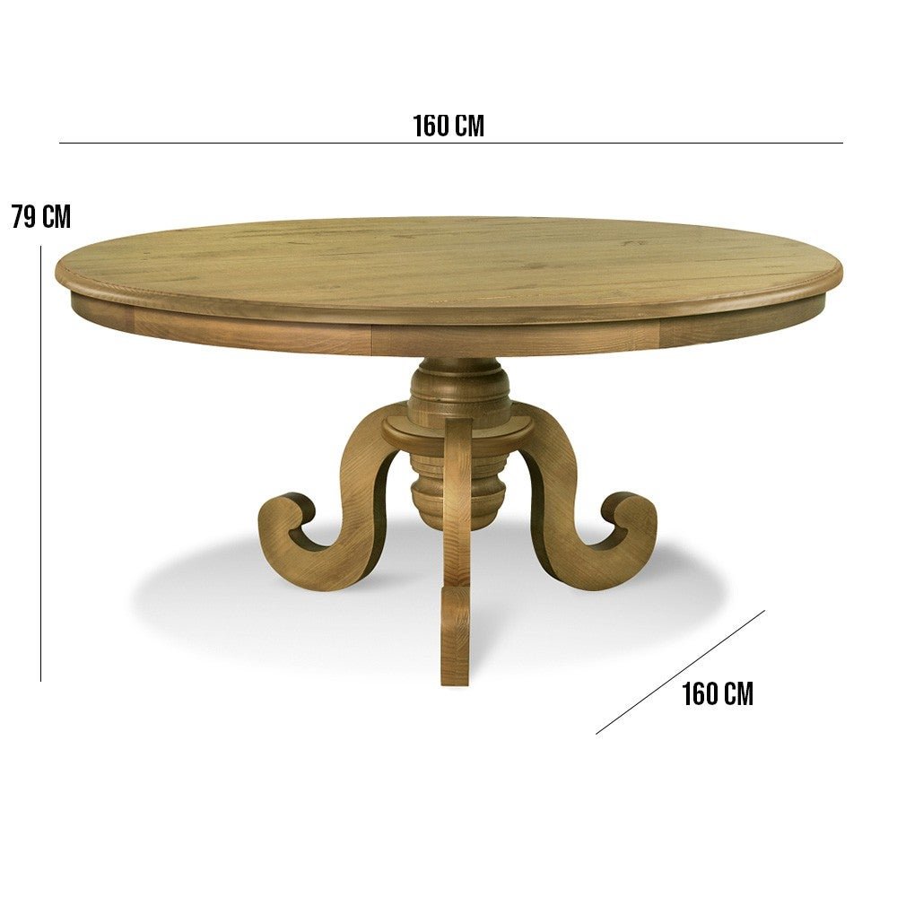Mesa Redonda Sala de Jantar 8 Lugares Mariah 160cm Pé Torneado Oregon - Gran Belo - 2