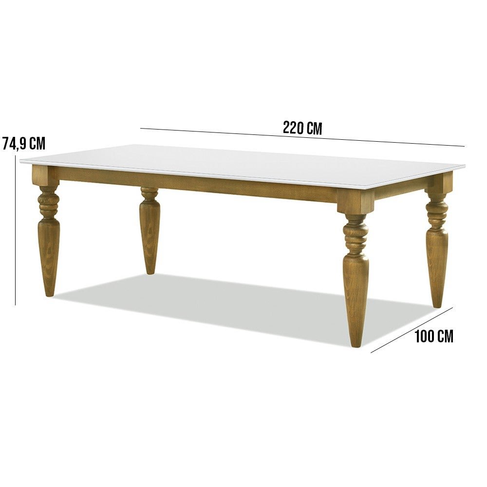 Mesa de Jantar Tampo de Vidro Fiore Oregon 220cm com 08 Cadeiras Sky Linho Bege Claro - Gran Belo - 6