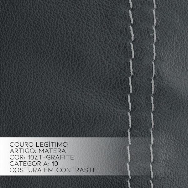 Sofá 2 Lugares Jacarta Reclinável Elétrico com Porta Copos 251cm Couro Grafiti - Idea Relax - 4