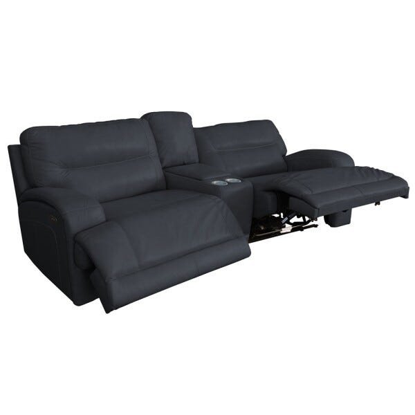 Sofá 2 Lugares Jacarta Reclinável Elétrico com Porta Copos 251cm Couro Grafiti - Idea Relax - 1