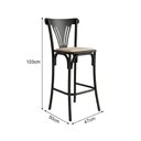 Ver imagem 4 de Kit 5 Banquetas Altas Paris em Aço Preto para Cozinha e Bancada Gourmet com Assento Corano - Bege