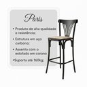 Ver imagem 3 de Kit 5 Banquetas Altas Paris em Aço Preto para Cozinha e Bancada Gourmet com Assento Corano - Bege