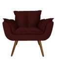 Ver imagem 2 de Poltrona Decorativa Estofada Para Consultório Opala Suede Vermelho Bordo - LM DECOR