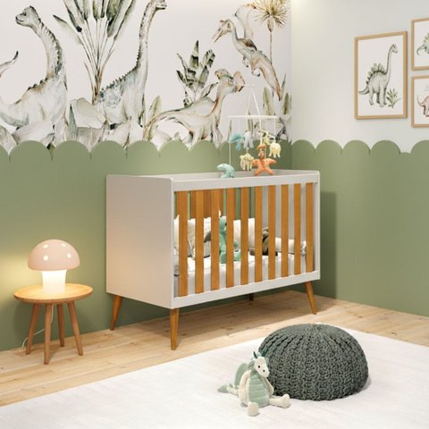 Berço Americano Multifuncional Isis 2 em 1 Vira Mini Cama Infantil Areia Fosco/ Savana Fosco- Reller