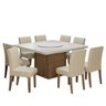 Conjunto De Mesa Com Tampo Giratório Amesterdã 1,36m 8 Cadeiras Creta Cedro / Off White/ Areia - 1