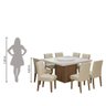 Conjunto De Mesa Com Tampo Giratório Amesterdã 1,36m 8 Cadeiras Creta Cedro / Off White/ Areia - 6