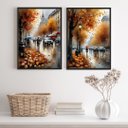 Ver imagem 1 de Kit 2 Quadros Artísticos Cidades Europa 24x18cm:madeira Branca