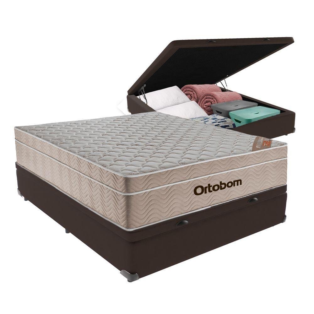 Cama Box Baú Casal Colchão Ortobom Airtech Springpocket