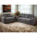 Ver imagem 1 de Sofa 3 e 2 Lugares Civic Bom Descanso Veludinho Cinza