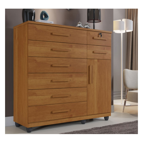 Cômoda New Vitória 8 Gavetas 1 Porta Benetil Móveis - Cinamomo