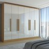 Guarda-roupa Casal Velar 6 Portas 4 Gavetas Cinamomo/off White - Panorama Móveis - 1