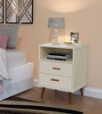 Ver imagem 1 de Mesa de Cabeceira 2 Gavetas com Pés Pvc Retro - Itália - Cm - Off White