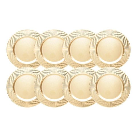 Jogo 8 Sousplat de Mesa Redondo Primer Dourado Plástico Lyor 33cm