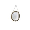 Ver imagem 1 de Espelho Decorativo Adnet Marrom Alça Corrente Cromada 30 cm Redondo 30 cm