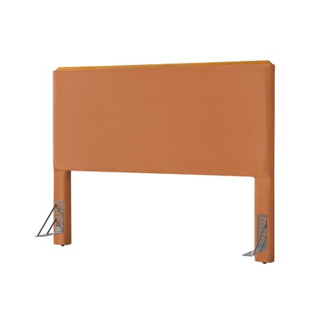 Cabeceira Cama Box Casal 1,40m Estofada Detalhe em Madeira Java Veludo Terracota