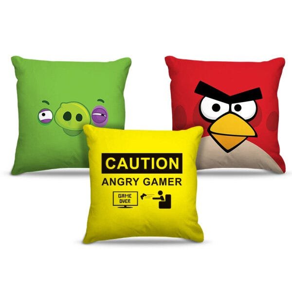 Combo de almofadas 45 x 45 cm (3und.) Nerderia e Lojaria angry bird 01 colorido