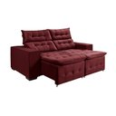 Ver imagem 2 de Kit Sofá Bari Retrátil Reclinável 1,90m Pillow + Poltrona Florença Espuma Premium - Vinho Veludo