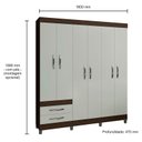 Ver imagem 4 de Guarda-roupa Casal 6 Portas 2 Gavetas Recife-poliman - Amendoa / Off-white
