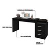 Mesa para Escritório Home Office Corina 3 Gavetas Preto Texturizado - Gran Belo - 3