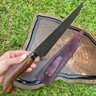 Faca Artesanal 10" Aço Carbono 5160 Full Tang Fosfatizada Cabo Madeira Nobre e Bainha de Couro - 4